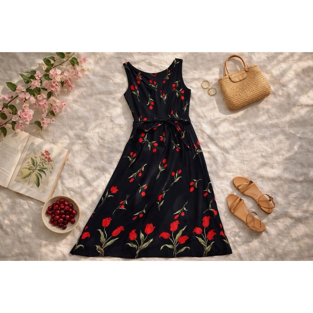 Tulip Floral Prairie Maxi Dress Cottagecore Sundress Boho Summer Y2K 12